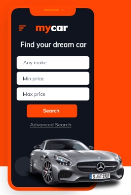 VOOOOOM vehicle search app displayed on a smartphone